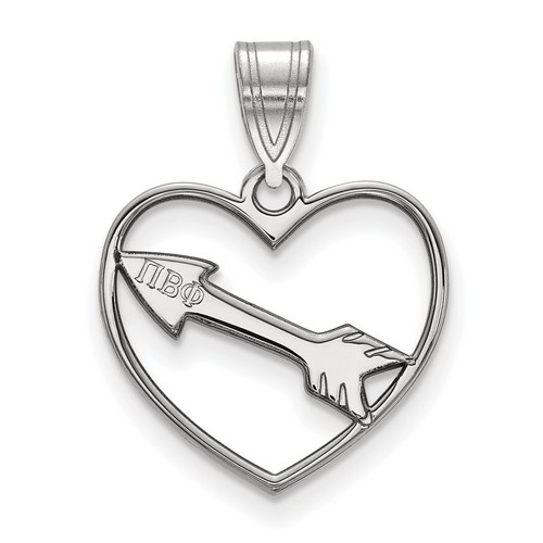 Pi Beta Phi Sorority Heart Pendant in Sterling Silver 1.23 gr
