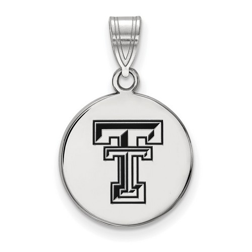 Texas Tech University Red Raiders Medium Disc Pendant in Sterling Silver 2.33 gr