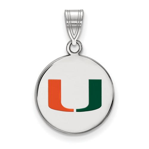 University of Miami Hurricanes Medium Disc Pendant in Sterling Silver 2.22 gr