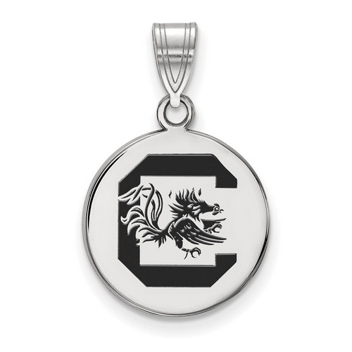 University of South Carolina Gamecocks Medium Disc Pendant in Sterling Silver