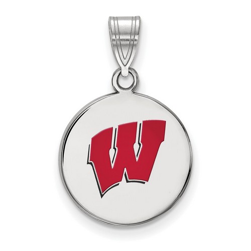 University of Wisconsin Badgers Medium Disc Pendant in Sterling Silver 2.22 gr