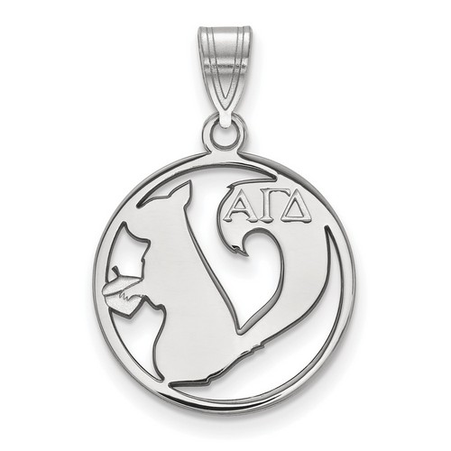 Alpha Gamma Delta Sorority Small Circle Pendant in Sterling Silver 1.39 gr