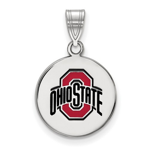 Ohio State University Buckeyes Medium Disc Pendant in Sterling Silver 2.24 gr