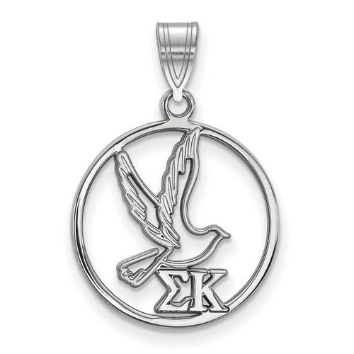 Sigma Kappa Sorority Small Circle Pendant in Sterling Silver 1.65 gr