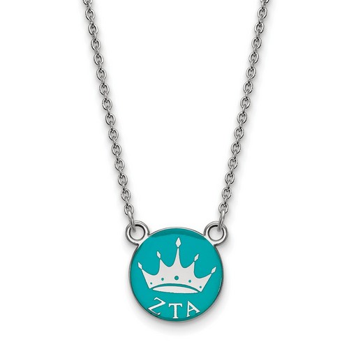Zeta Tau Alpha Sorority XS Pendant Necklace in Sterling Silver 3.10 gr