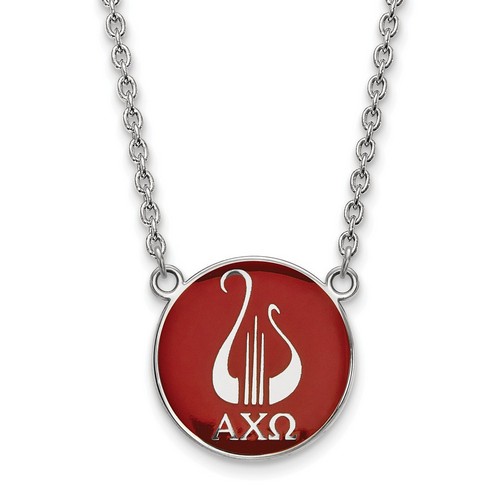 Alpha Chi Omega Sorority Small Pendant Necklace in Sterling Silver 5.90 gr