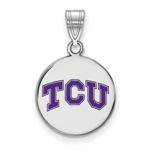 Texas Christian University TCU Horned Frogs Sterling Silver Disc Pendant 2.30 gr