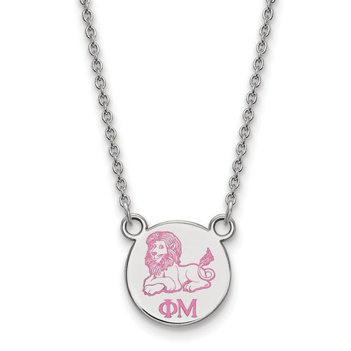 Phi Mu Sorority XS Pendant Necklace in Sterling Silver 3.34 gr