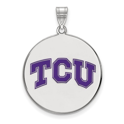 Texas Christian University TCU Horned Frogs Sterling Silver Disc Pendant 5.62 gr