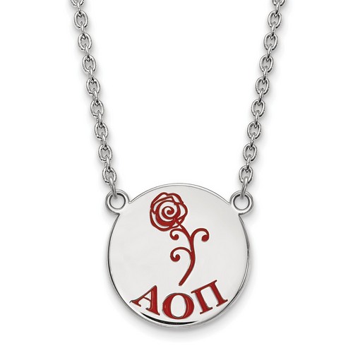 Alpha Omicron Pi Sorority Small Pendant Necklace in Sterling Silver 6.62 gr