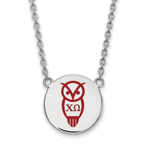 Chi Omega Sorority Small Pendant Necklace in Sterling Silver 6.62 gr