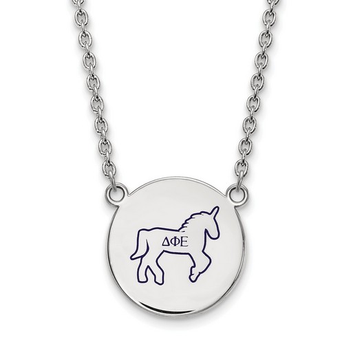 Delta Phi Epsilon Sorority Small Pendant Necklace in Sterling Silver 6.53 gr