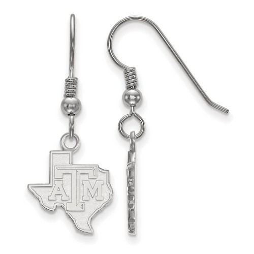 Texas A&M University Aggies Small Dangle Earrings in Sterling Silver 1.64 gr