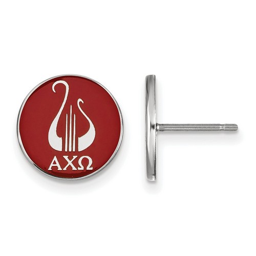 Alpha Chi Omega Sorority Enameled Sterling Silver Post Earrings 1.56 gr