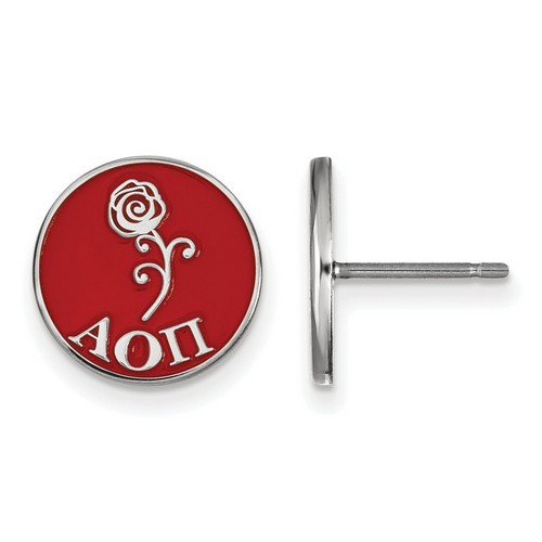 Alpha Omicron Pi Sorority Enameled Post Earrings in Sterling Silver 1.86 gr