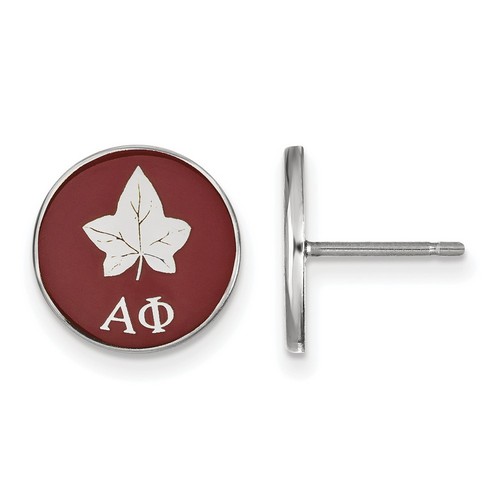 Alpha Phi Sorority Enameled Post Earrings in Sterling Silver 1.56 gr