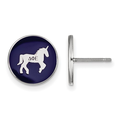 Delta Phi Epsilon Sorority Enameled Sterling Silver Post Earrings 1.56 gr