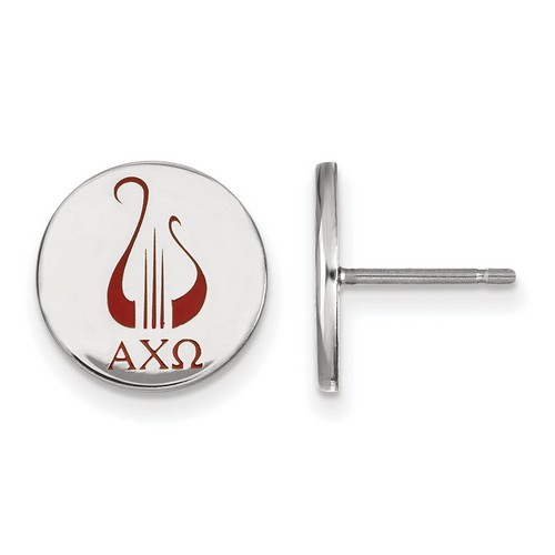 Alpha Chi Omega Sorority Enameled Post Earrings in Sterling Silver 2.09 gr