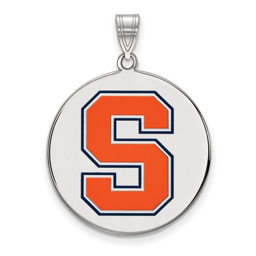 Syracuse University Orange XL Disc Pendant in Sterling Silver 5.34 gr