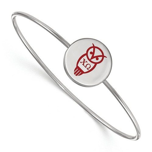 Chi Omega Sorority Enameled Slip-On Bangle in Sterling Silver 8.05 gr