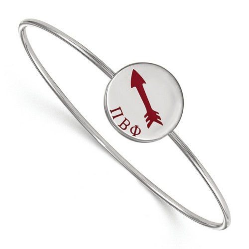 Pi Beta Phi Sorority Enameled Slip-On Bangle in Sterling Silver 8.69 gr