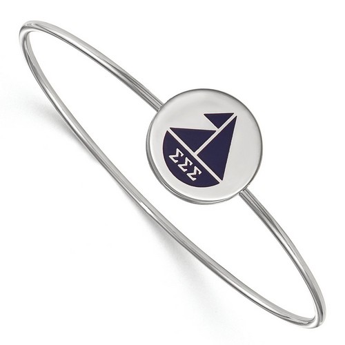 Tri Sigma Sorority Enameled Slip-On Bangle in Sterling Silver 8.05 gr