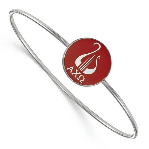 Alpha Chi Omega Sorority Enameled Sterling Silver Slip-On Bangle 7.33 gr