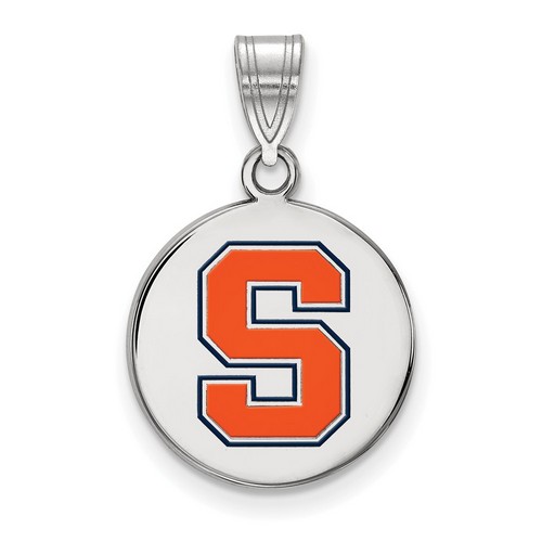 Syracuse University Orange Medium Disc Pendant in Sterling Silver 2.30 gr