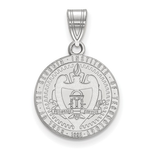 Georgia Tech Yellow Jackets Medium Crest Pendant in Sterling Silver 2.31 gr