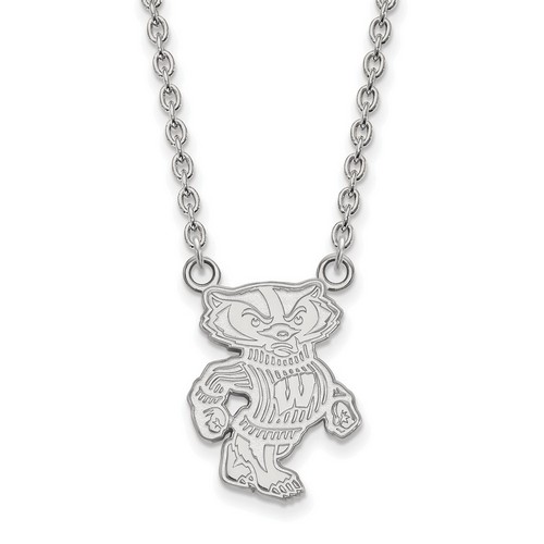 University of Wisconsin Badgers Large Sterling Silver Pendant Necklace 5.22 gr
