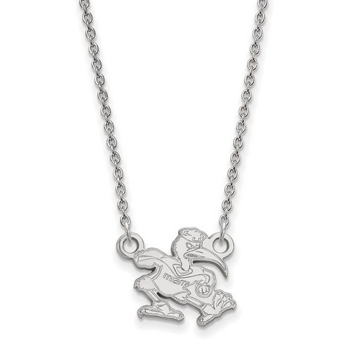 University of Miami Hurricanes Small Pendant Necklace in Sterling Silver 3.04 gr