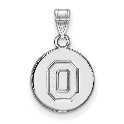 Ohio State University Buckeyes Small Disc Pendant in Sterling Silver 1.41 gr