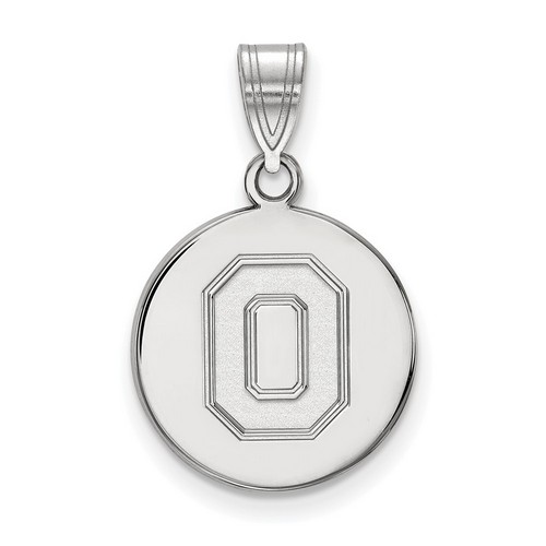 Ohio State University Buckeyes Medium Disc Pendant in Sterling Silver 2.29 gr