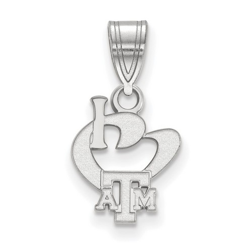 I Love Texas A&M University Aggies Small Sterling Silver Logo Pendant 0.68 gr