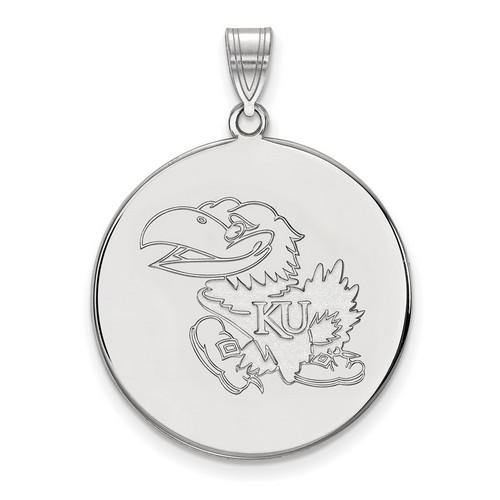 University of Kansas Jayhawks XL Disc Pendant in Sterling Silver 5.99 gr