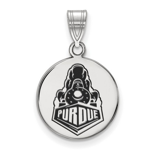 Purdue University Boilermakers Medium Disc Pendant in Sterling Silver 2.17 gr