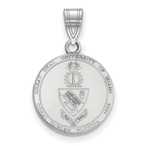 University of Miami Hurricanes Medium Crest Pendant in Sterling Silver 2.50 gr
