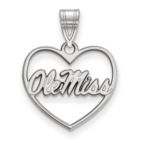University of Mississippi Rebels Sterling Silver Heart Pendant 1.14 gr