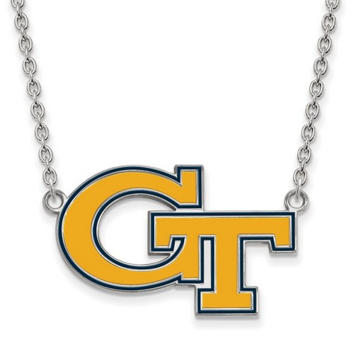 Georgia Tech Yellow Jackets Large Pendant Necklace in Sterling Silver 6.72 gr