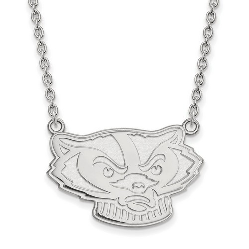 University of Wisconsin Badgers Large Sterling Silver Pendant Necklace 7.56 gr