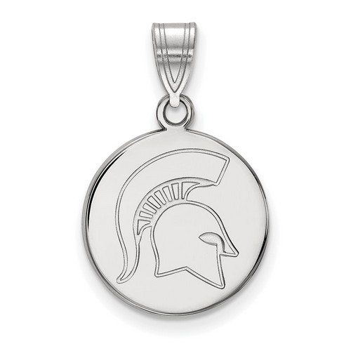 Michigan State University Spartans Medium Sterling Silver Disc Pendant 2.40 gr