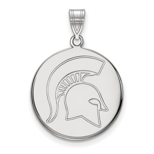 Michigan State University Spartans Large Disc Pendant in Sterling Silver 4.48 gr
