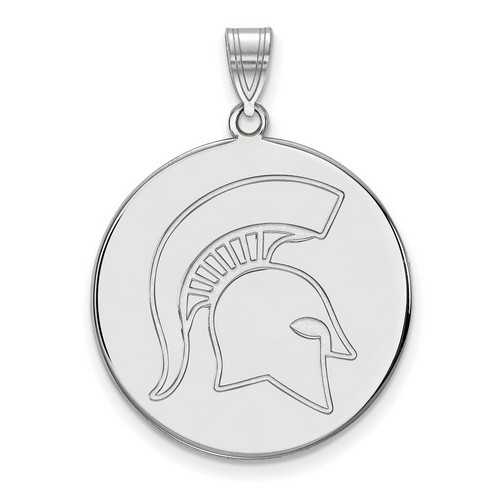 Michigan State University Spartans XL Disc Pendant in Sterling Silver 5.95 gr