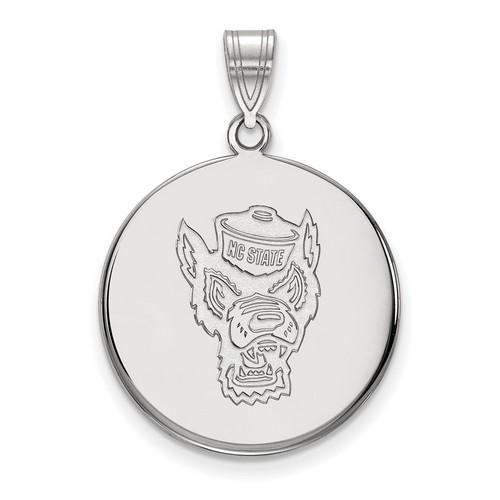 NC State University Wolfpack Large Disc Pendant in Sterling Silver 4.38 gr