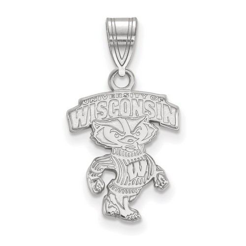 University of Wisconsin Badgers Medium Pendant in Sterling Silver 1.40 gr