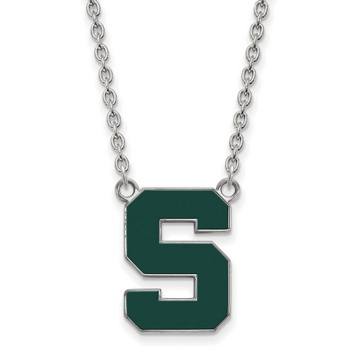 Michigan State University Spartans Large Sterling Silver Pendant Necklace 5.34gr