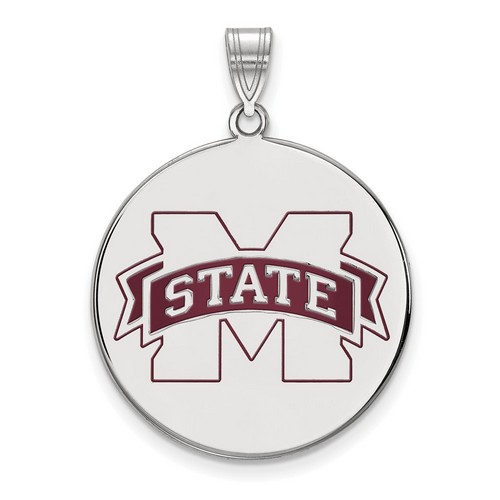 Mississippi State University Bulldogs XL Disc Pendant in Sterling Silver 5.74 gr