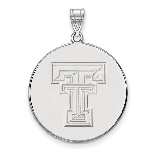 Texas Tech University Red Raiders XL Disc Pendant in Sterling Silver 5.92 gr