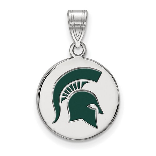 Michigan State University Spartans Medium Sterling Silver Disc Pendant 2.20 gr