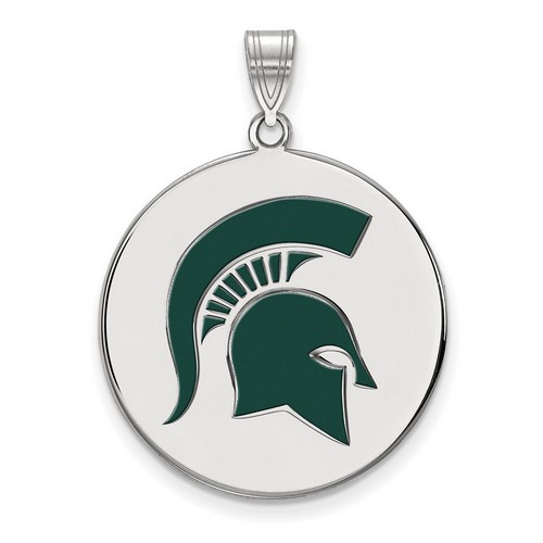 Michigan State University Spartans XL Disc Pendant in Sterling Silver 5.35 gr